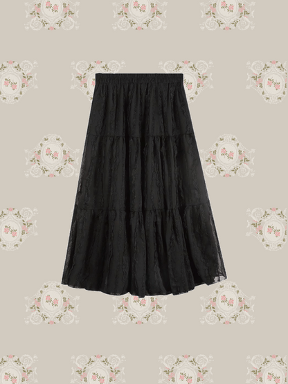 Pleats Chiffon Lace Skirt プリーツシフォンレーススカート