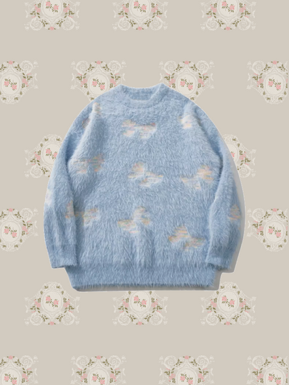 Fluffy Ribbon Embossed Sweater 