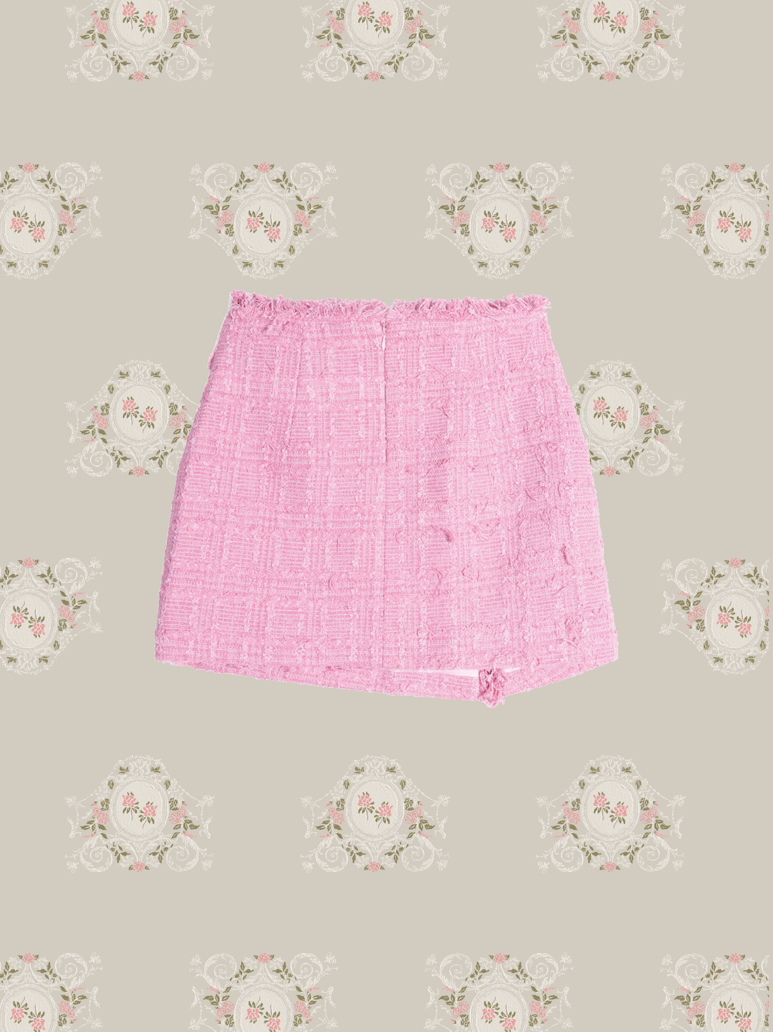 Side Slit Tweed Mini Skirt 