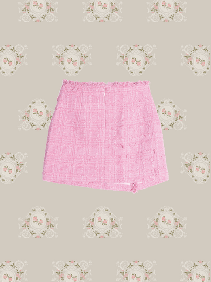 Side Slit Tweed Mini Skirt 