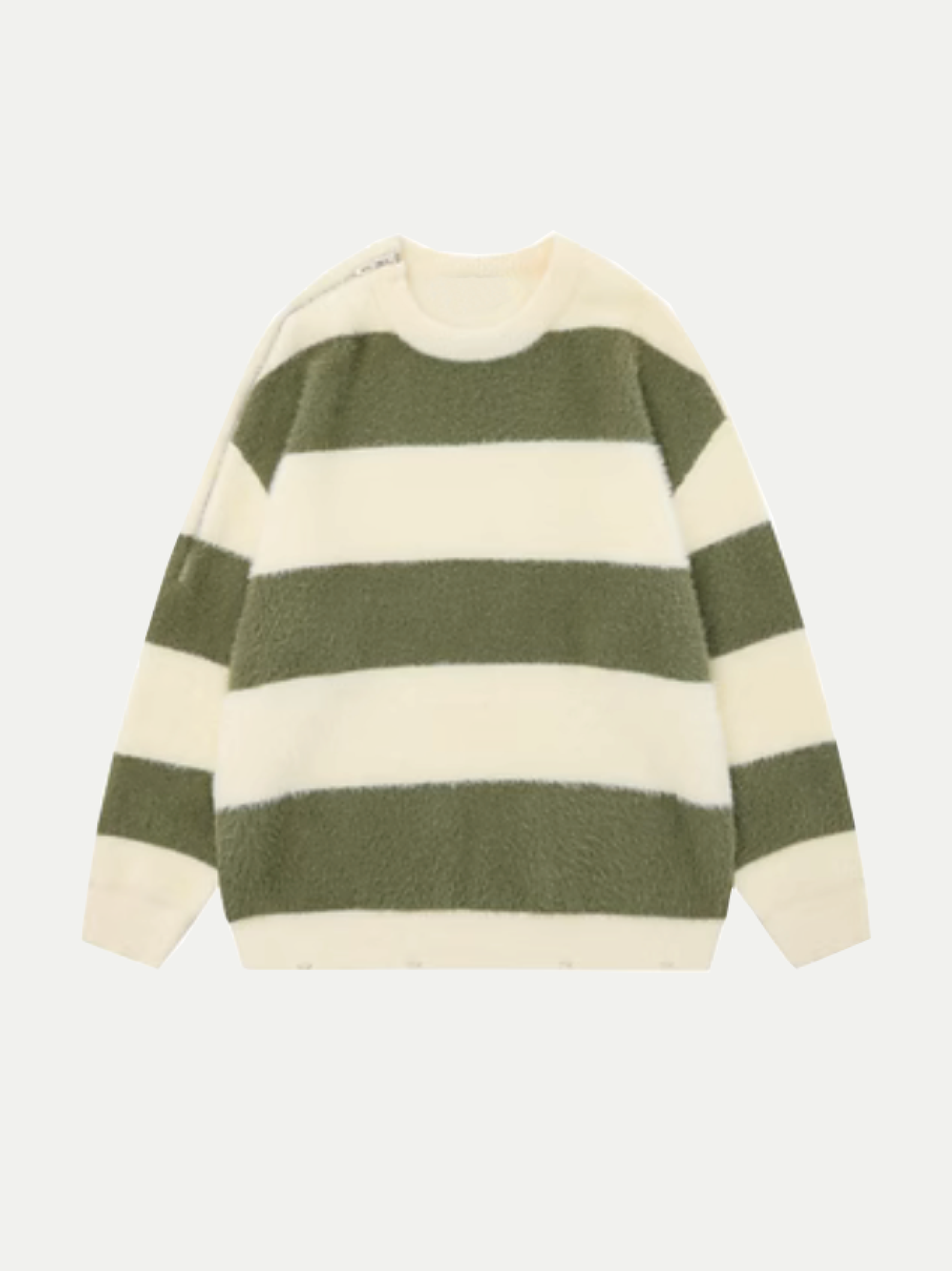 Shoulder Zip Wide Stripe Knit 