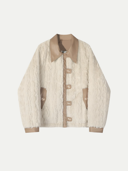 PU Stitched Faux Fur Coat 