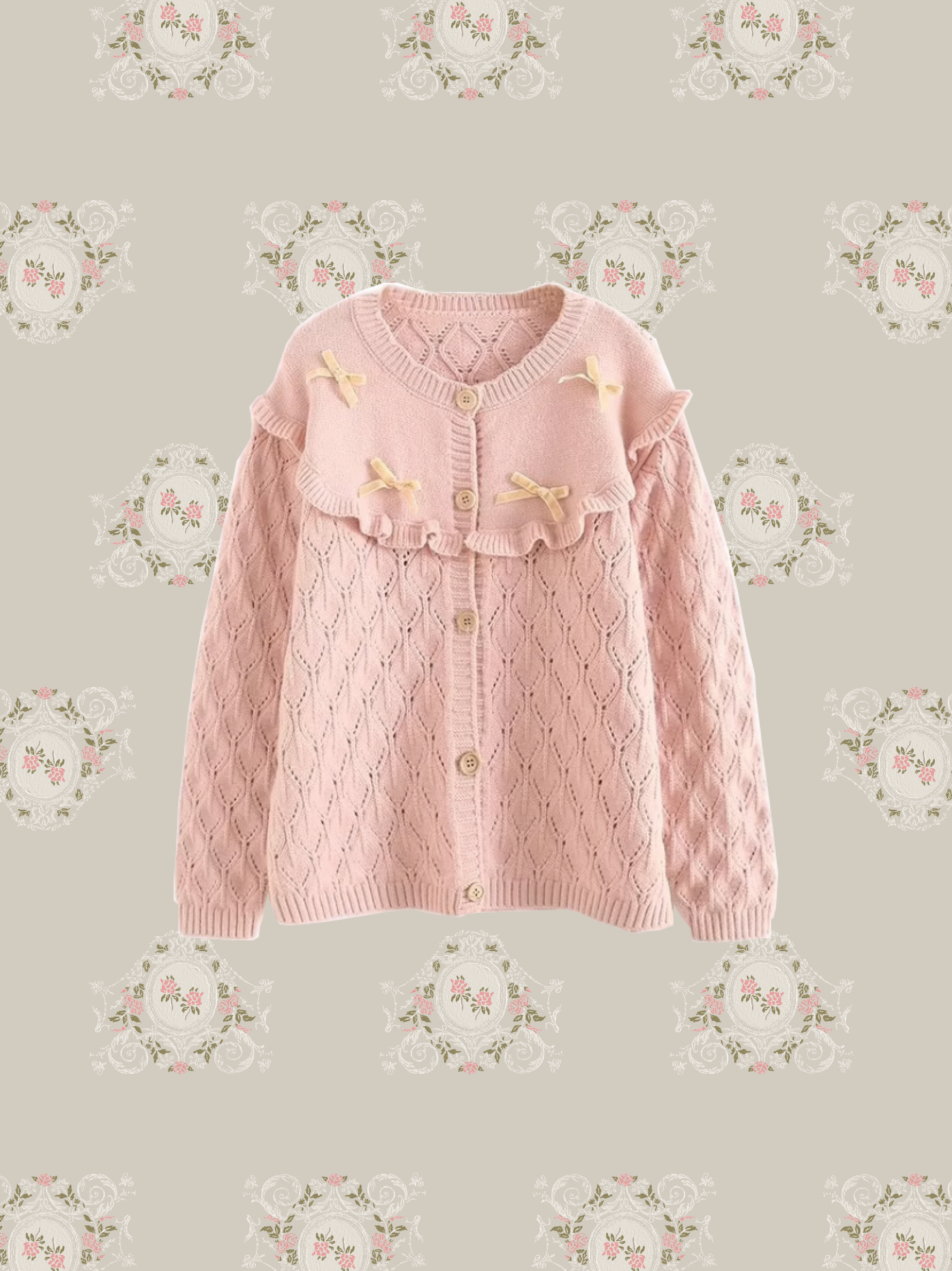 Big Frill Collar Ribbon Cardigan  ビッグフリル襟リボンカーディガン