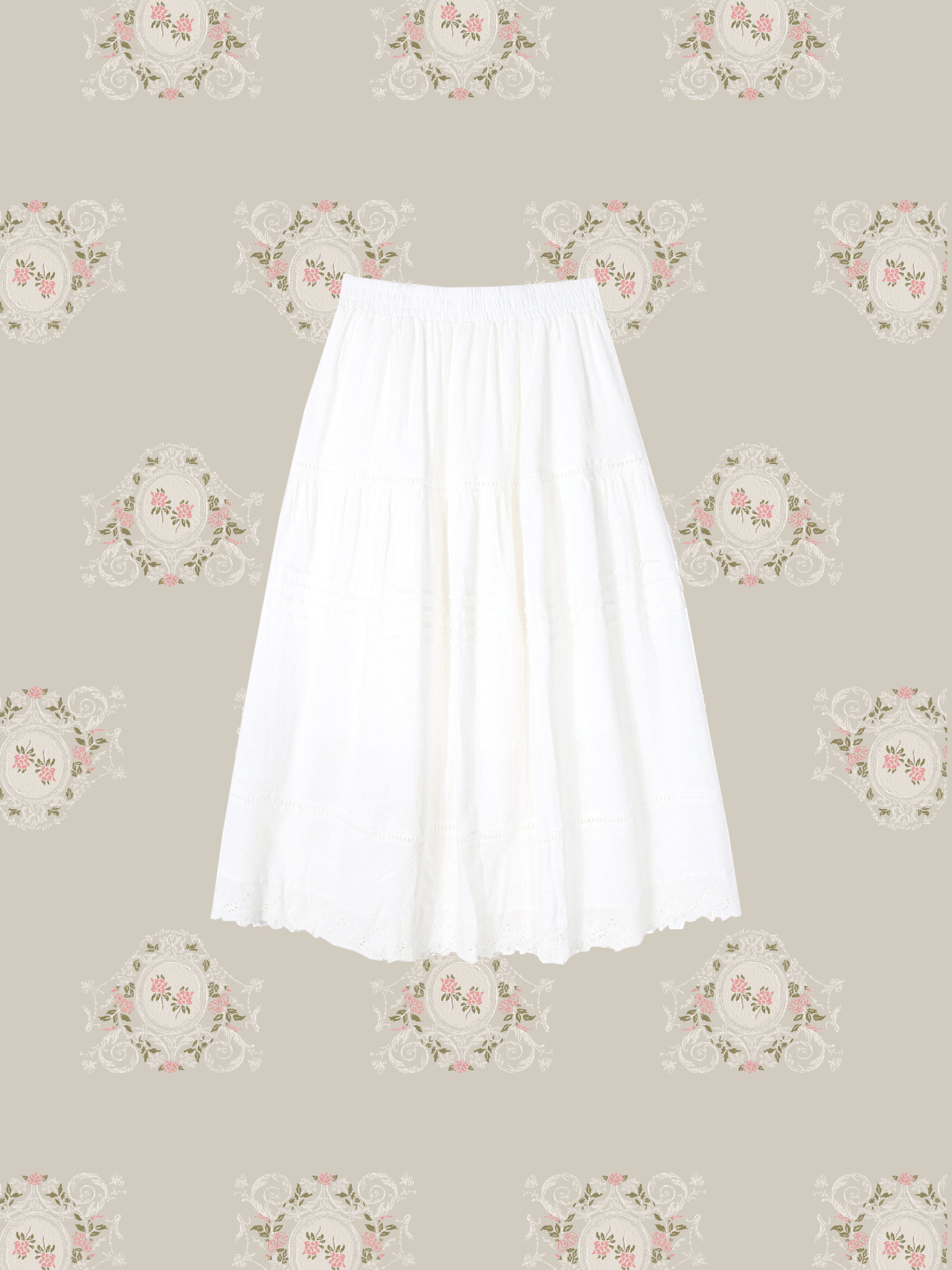 Flare Hollow Out Embroidery Skirt 