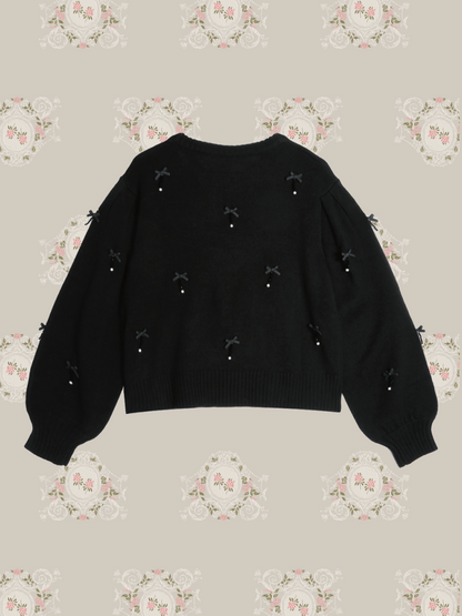 Romantic Handmade Pearl Ribbon Knit/ロマンチックハンドメイドパールリボンニット