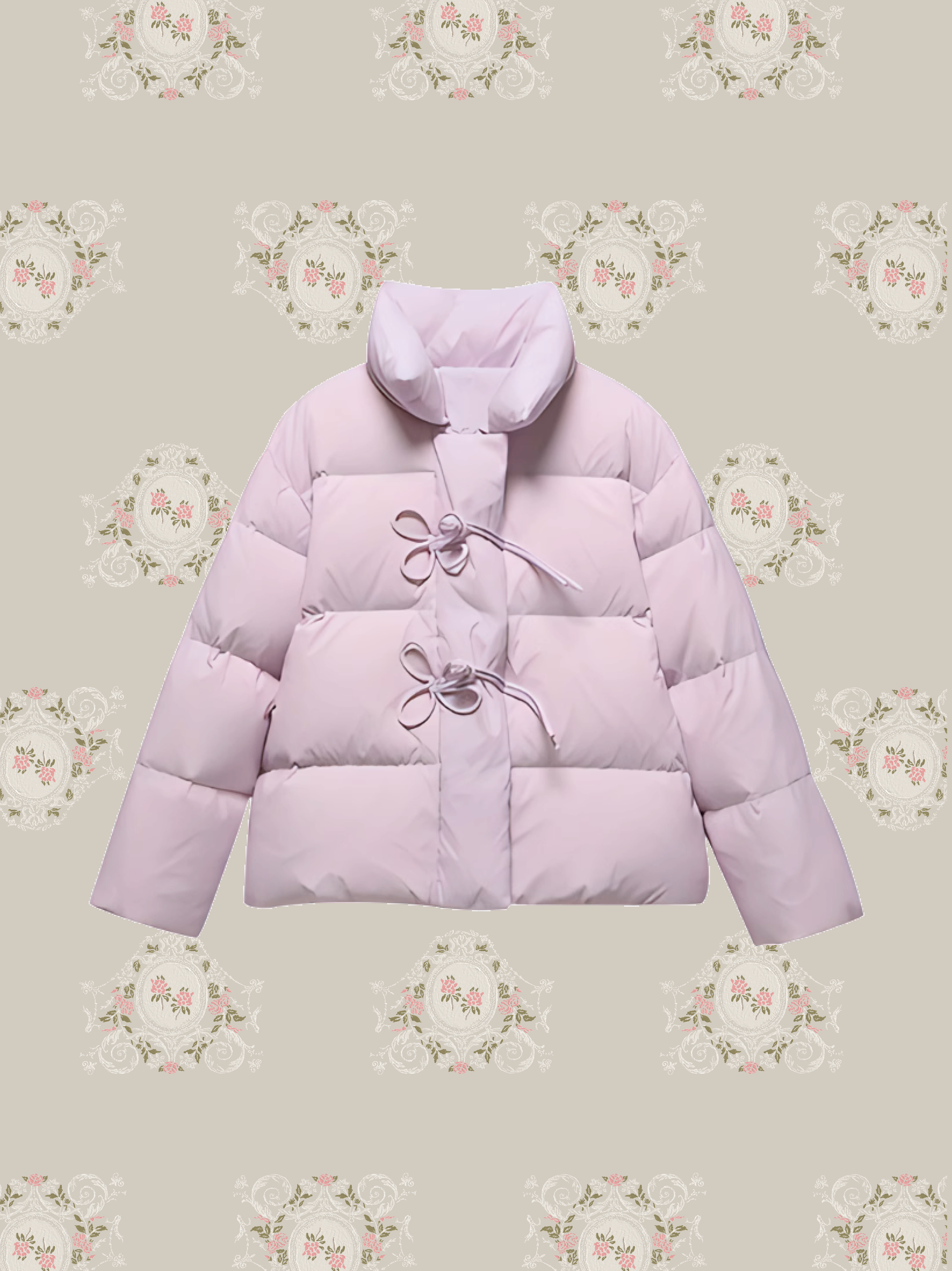 Butterfly Ribbon Puffer Duck Down Coat 