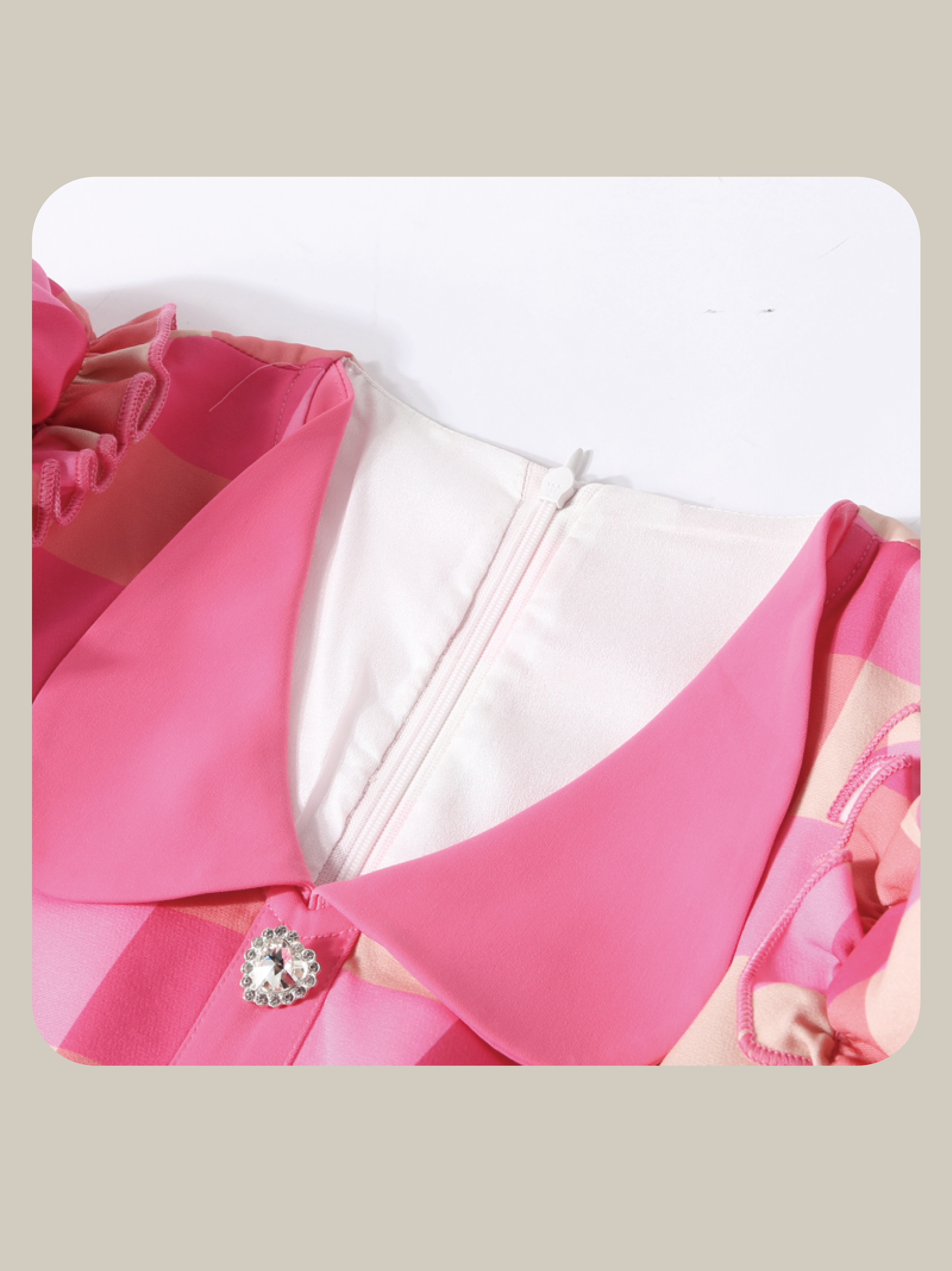 Princess Puff Sleeve Pink Check Dress 