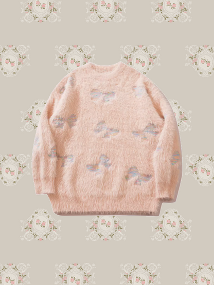 Fluffy Ribbon Embossed Sweater 