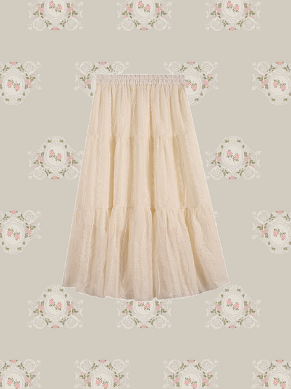 Pleats Chiffon Lace Skirt プリーツシフォンレーススカート