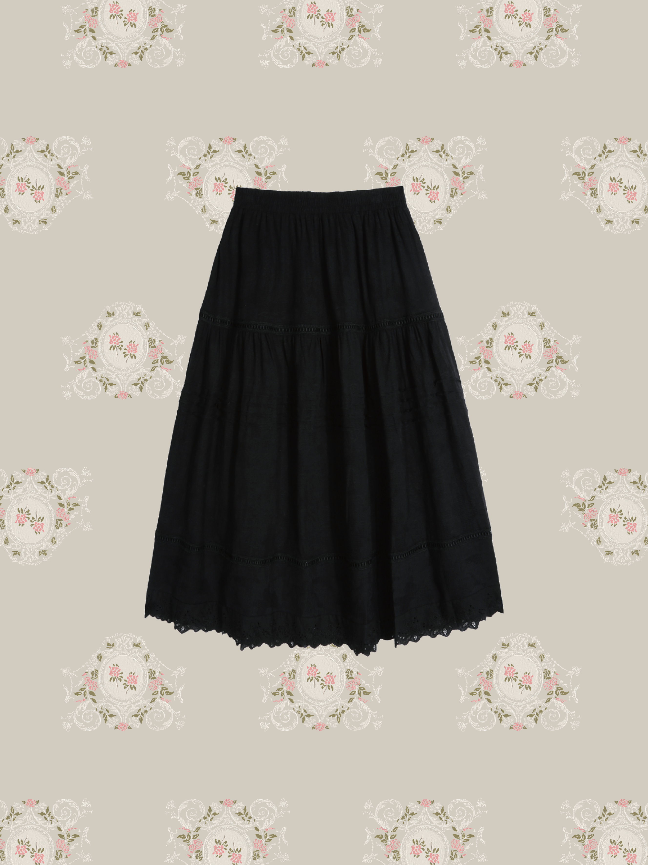 Flare Hollow Out Embroidery Skirt 