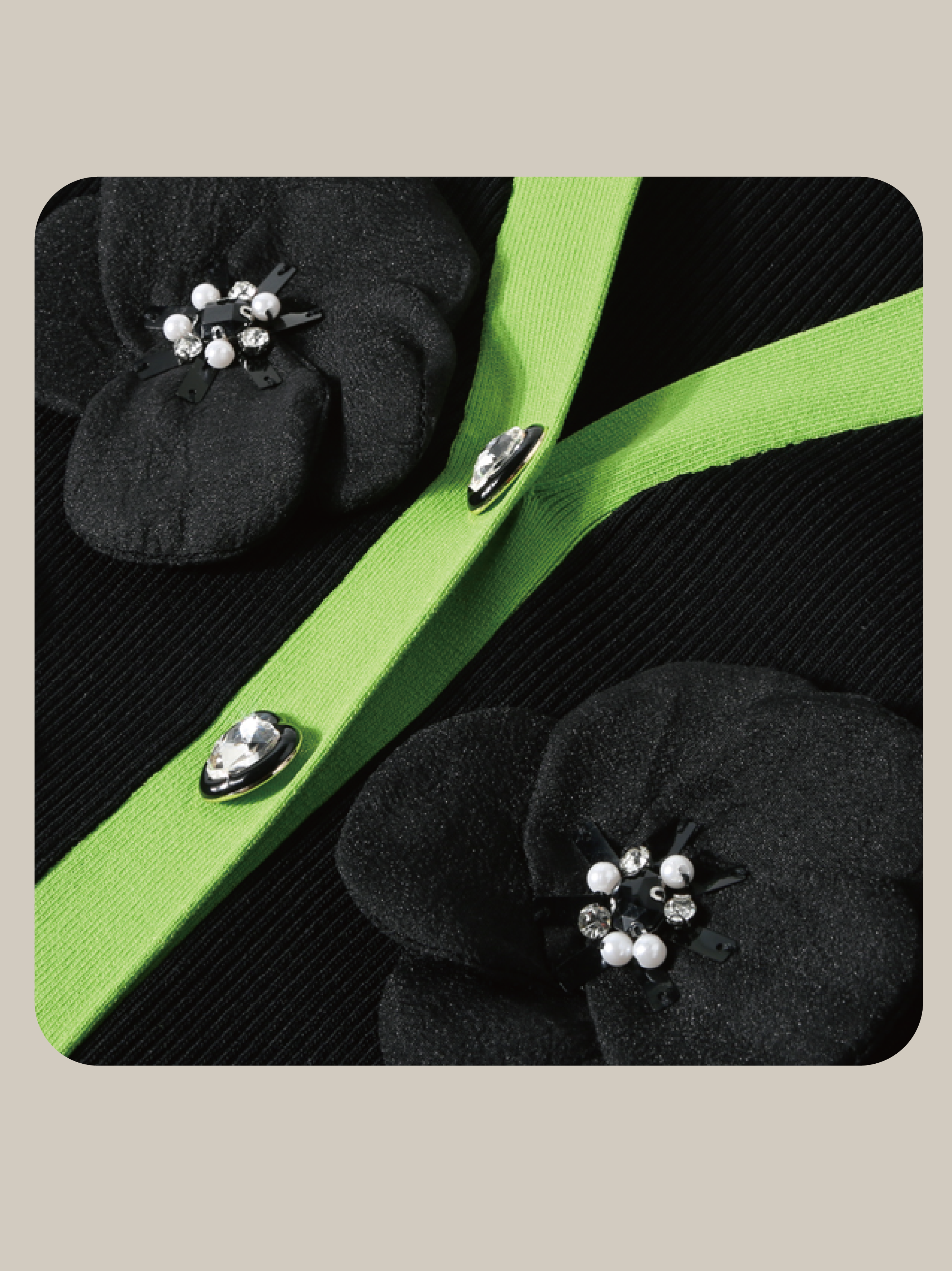 Detail Green Piping Flower Applique Cardigan/ディテール グリーン パイピング フラワー アップリケ カーディガン