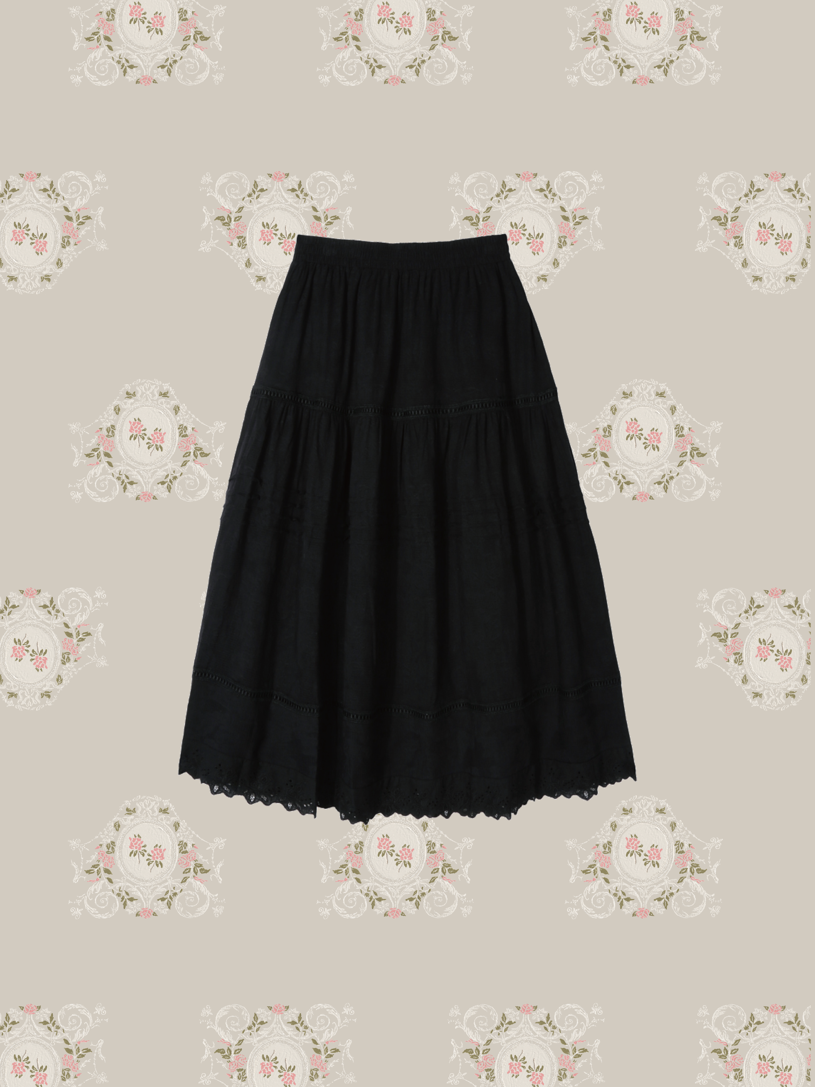Flare Hollow Out Embroidery Skirt/フレア刺繍スカート