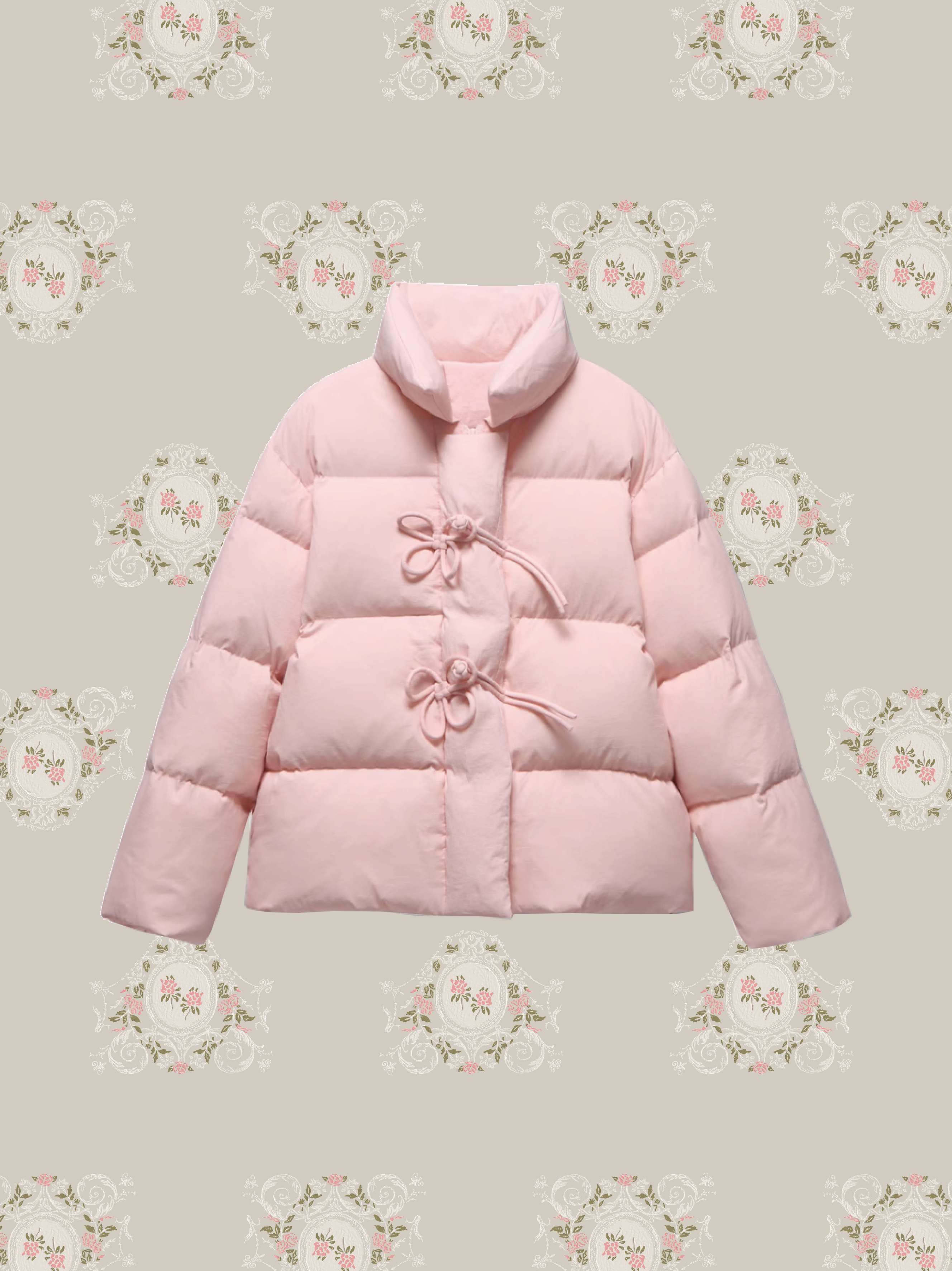 Butterfly Ribbon Puffer Duck Down Coat 