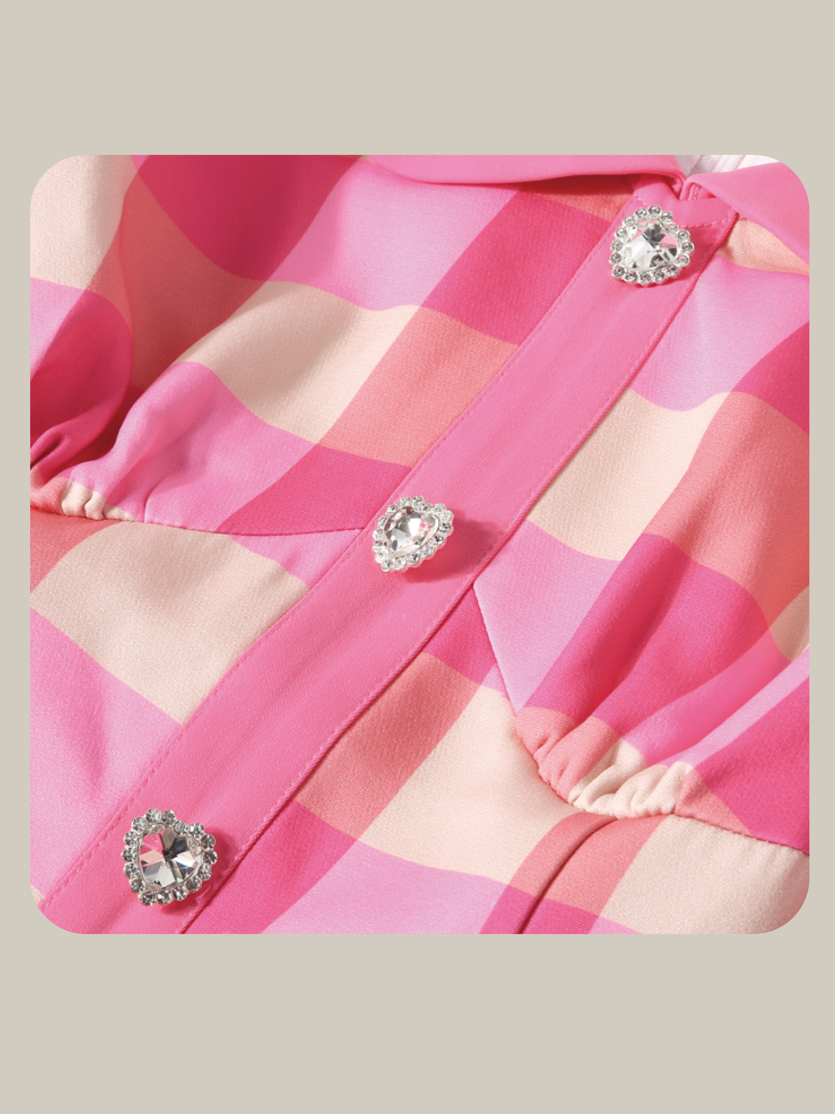 Princess Puff Sleeve Pink Check Dress/プリンセス パフスリーブ ピンクチェックドレス