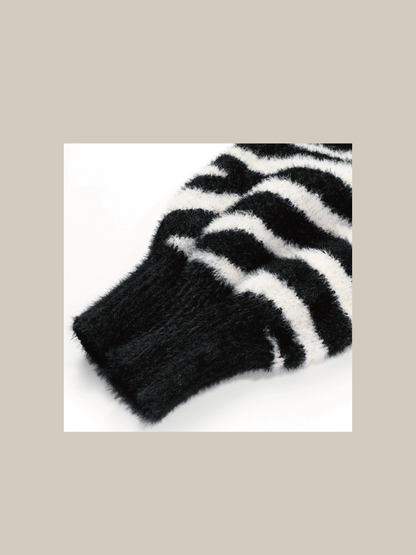 Zebra Stripe Knit Cardigan