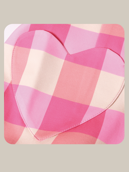 Princess Puff Sleeve Pink Check Dress/プリンセス パフスリーブ ピンクチェックドレス