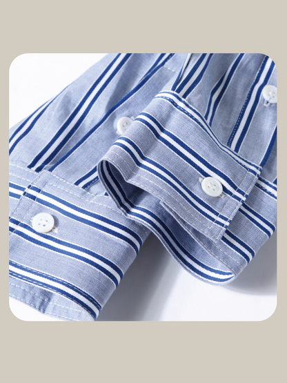 Striped Blue Short Shirt/ストライプブルーショートシャツ