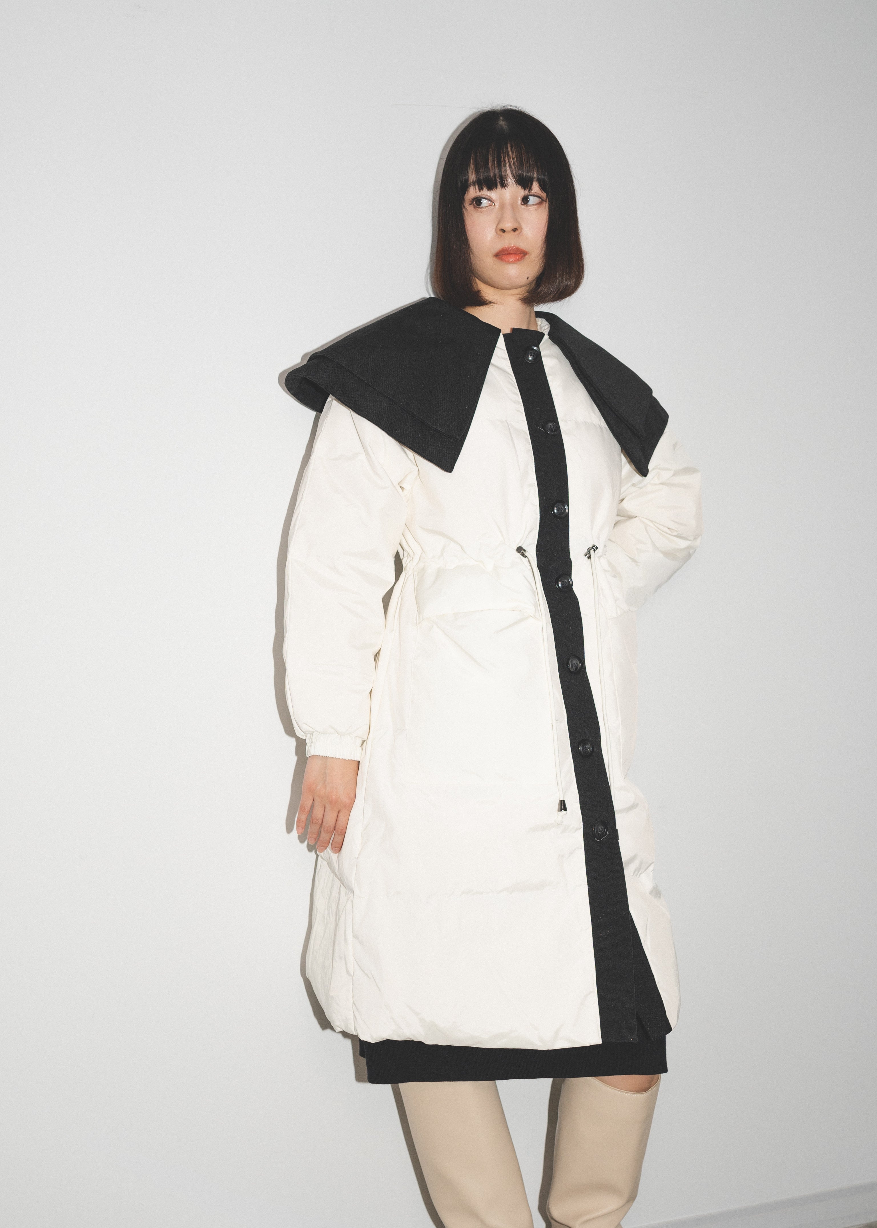 Double Collar Puff Down Coat 