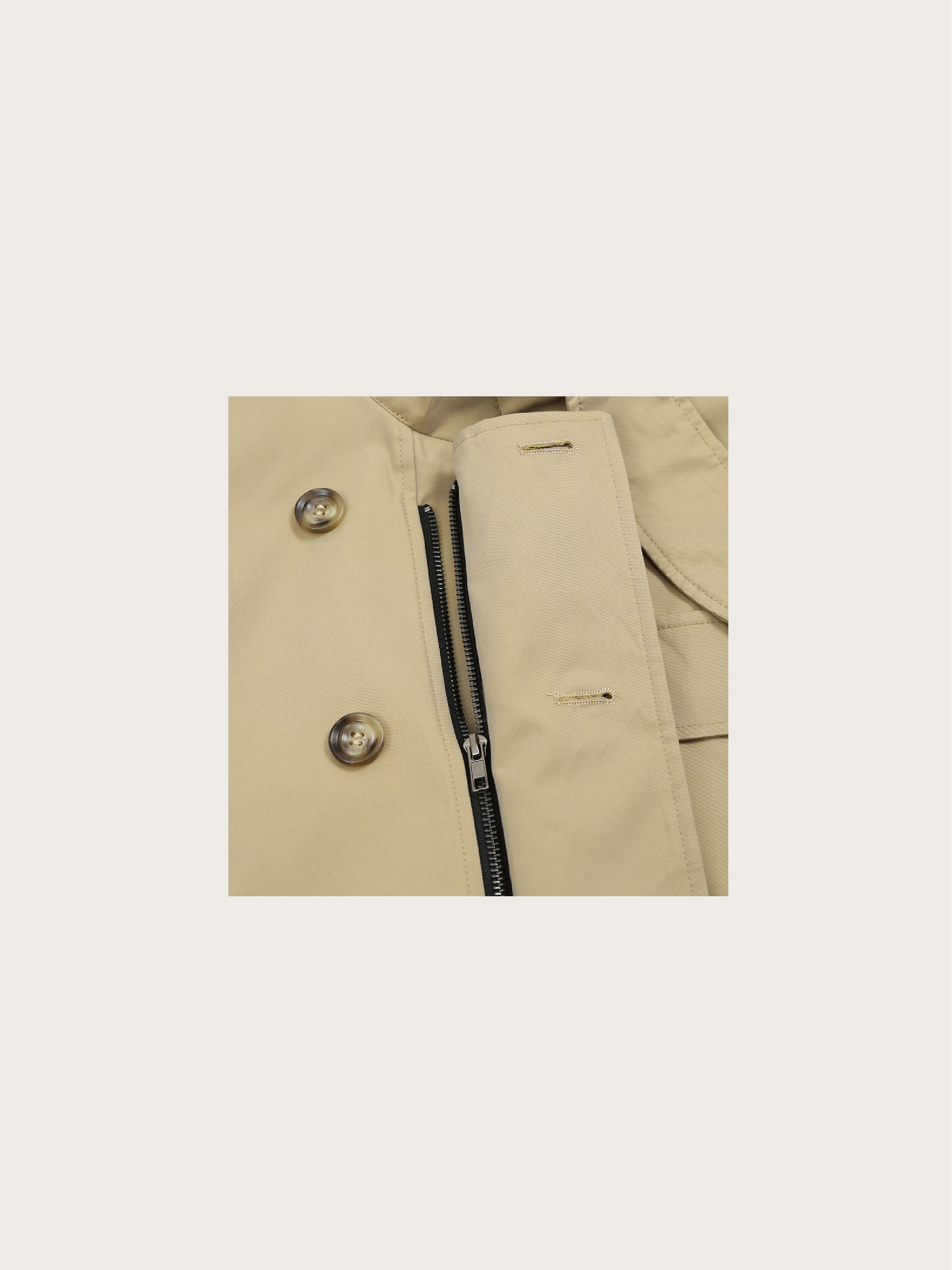 Zipper Mid-length Windbreaker Coat