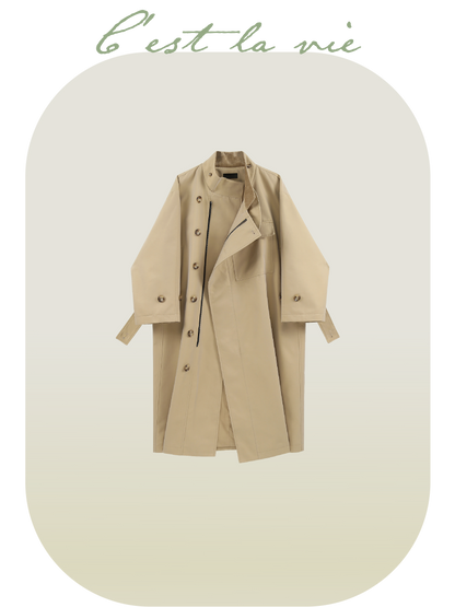 Zipper Mid-length Windbreaker Coat 