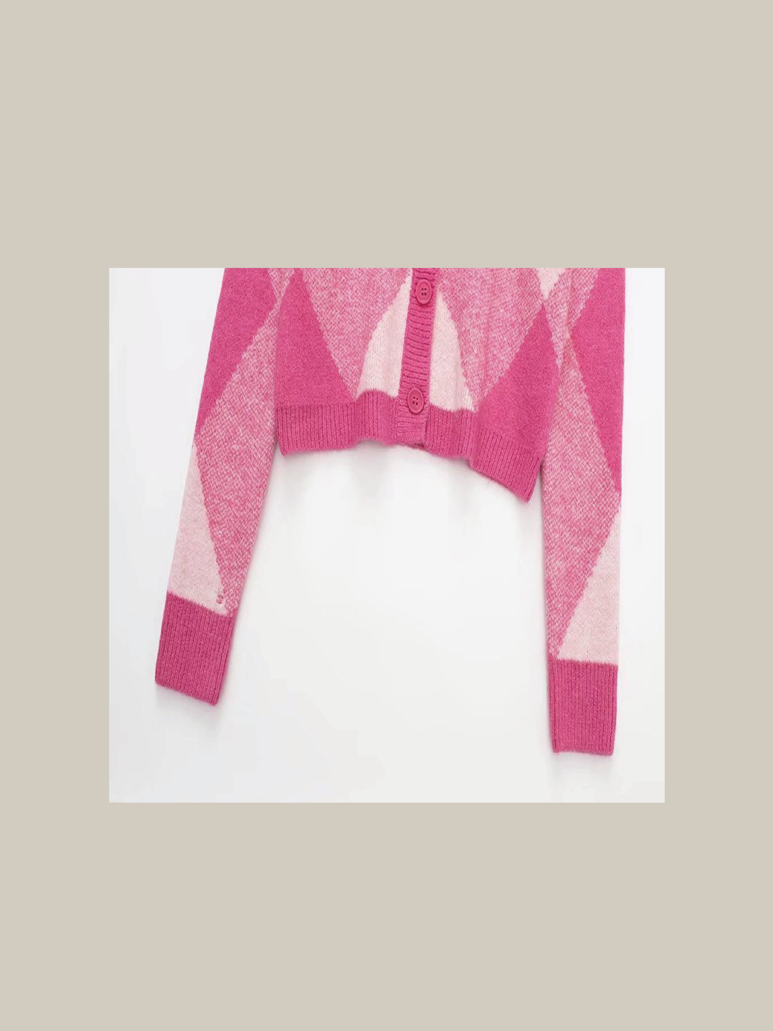Pink Argyle Pattern Cardigan