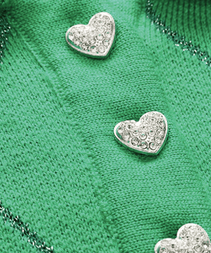 Argyle Heart Embroidery Knit