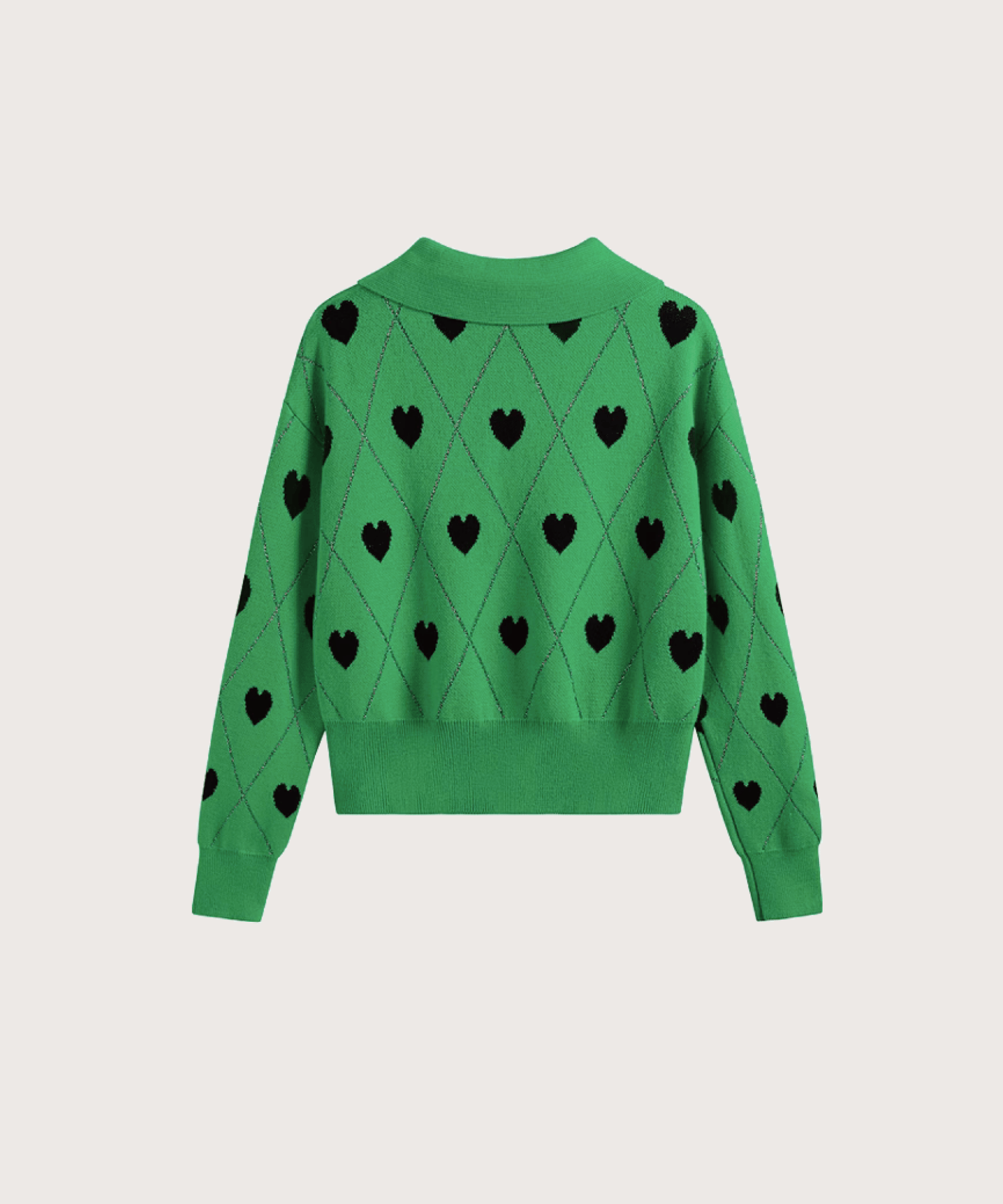 Argyle Heart Embroidery Knit