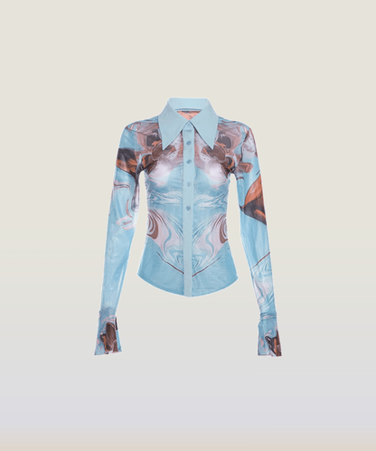 Art Print Slim Shirt 