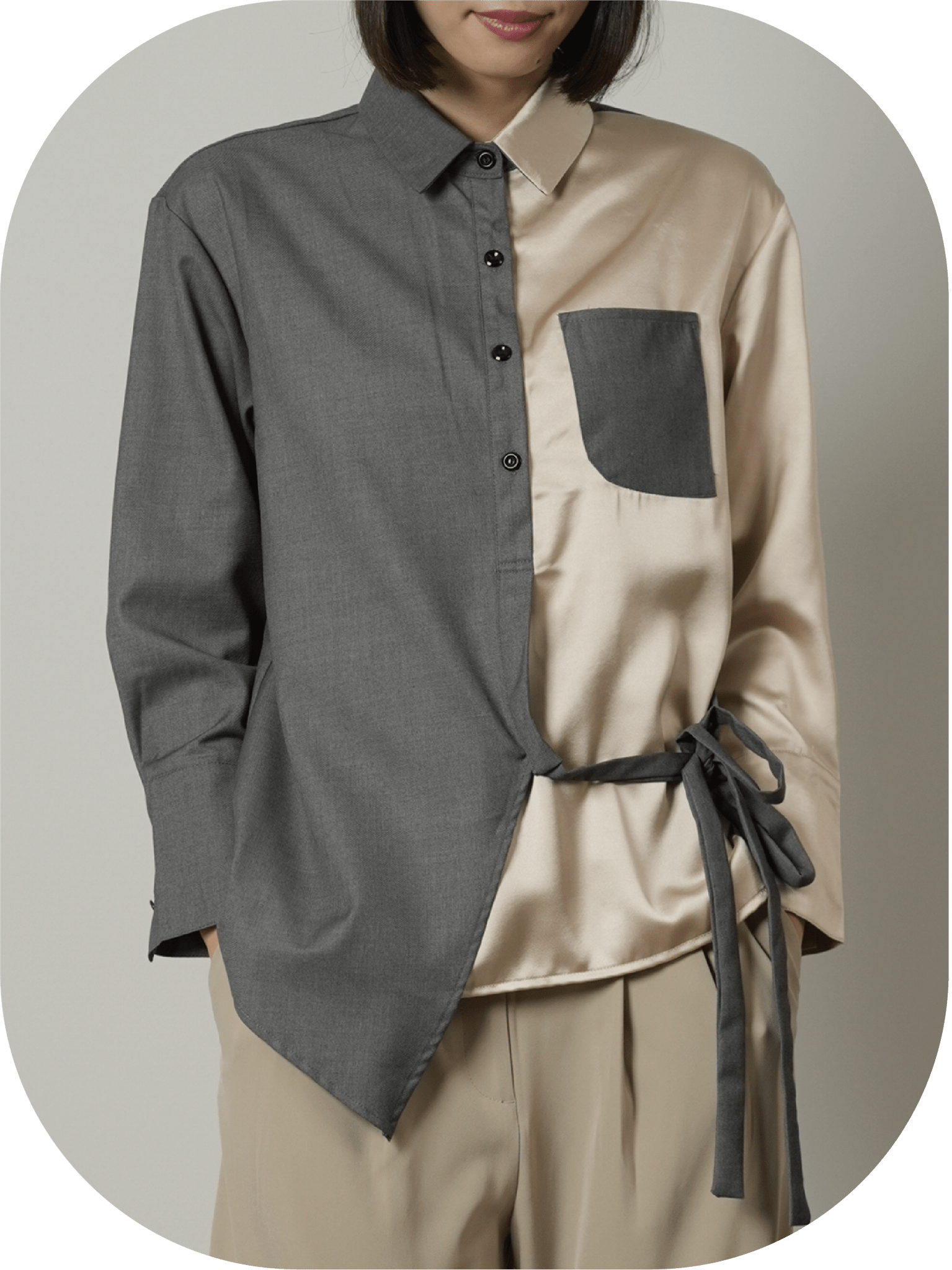 Asymmetric Bicolor Shirt 