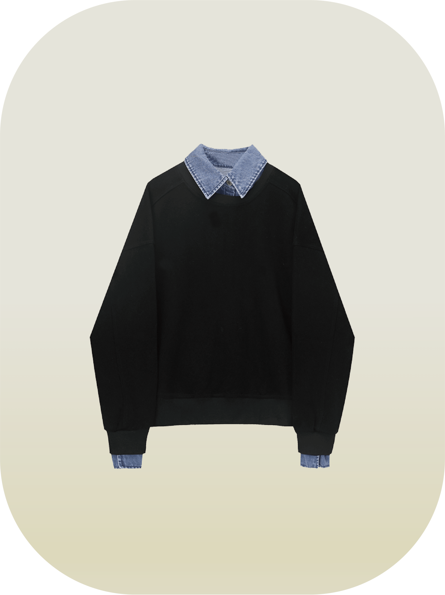 Basic Denim Collar Sweater