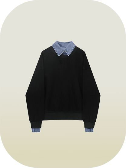 Basic Denim Collar Sweater 