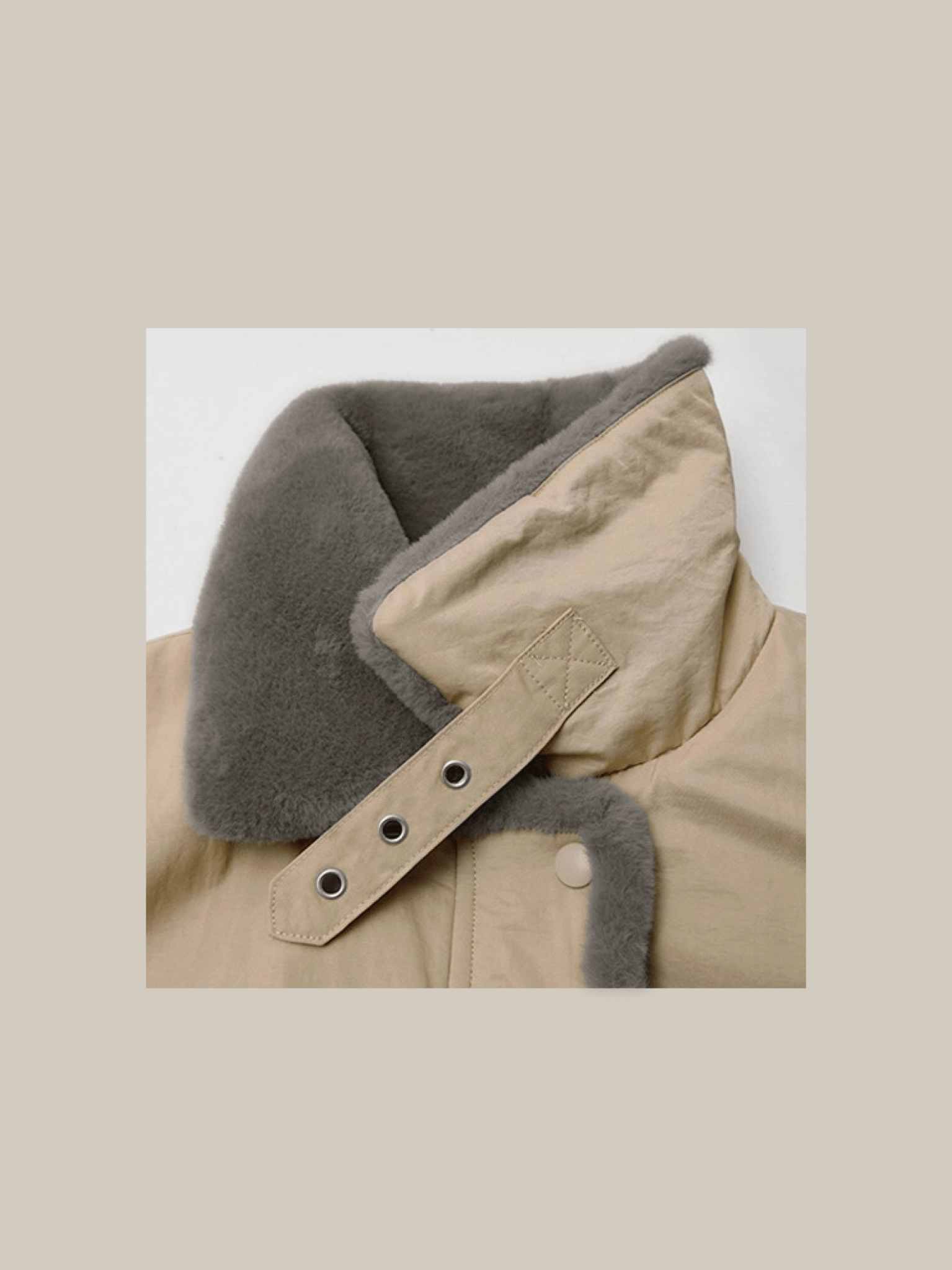 Beige Fur Colllar Down