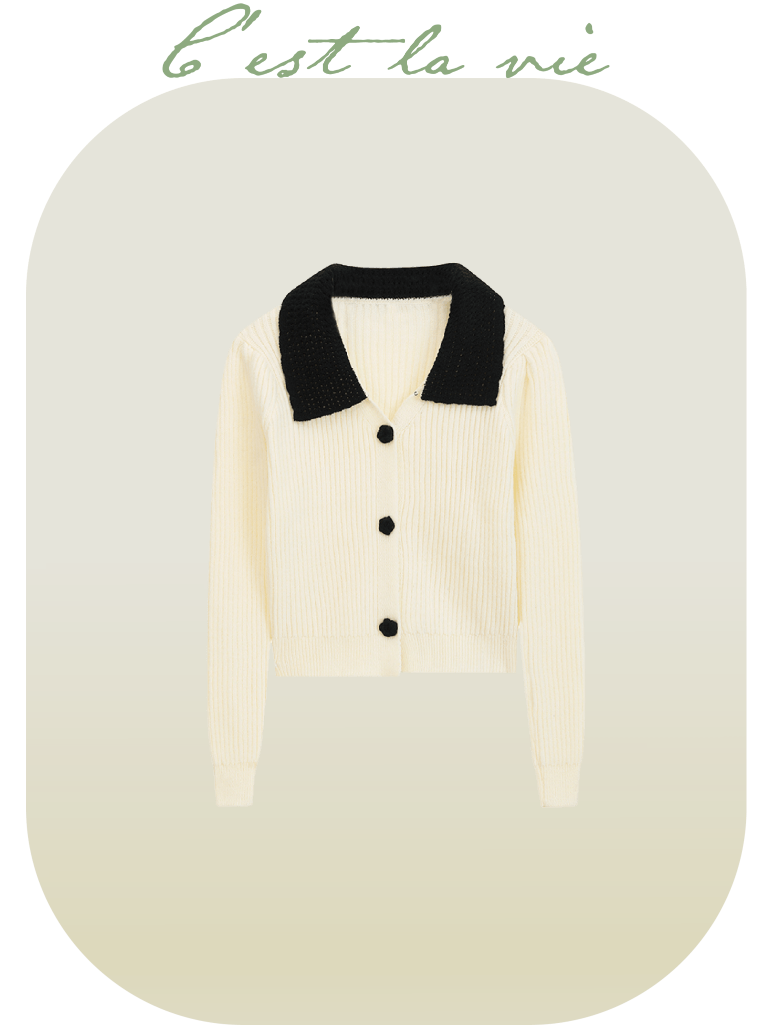 Bi-Color Knit Cardigan