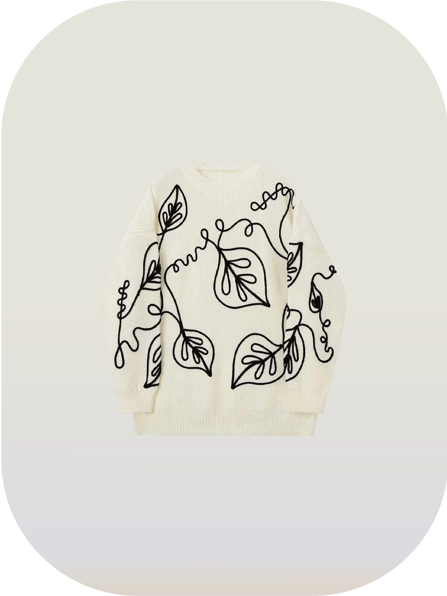 Bi-Color Leaf Figure Sweater