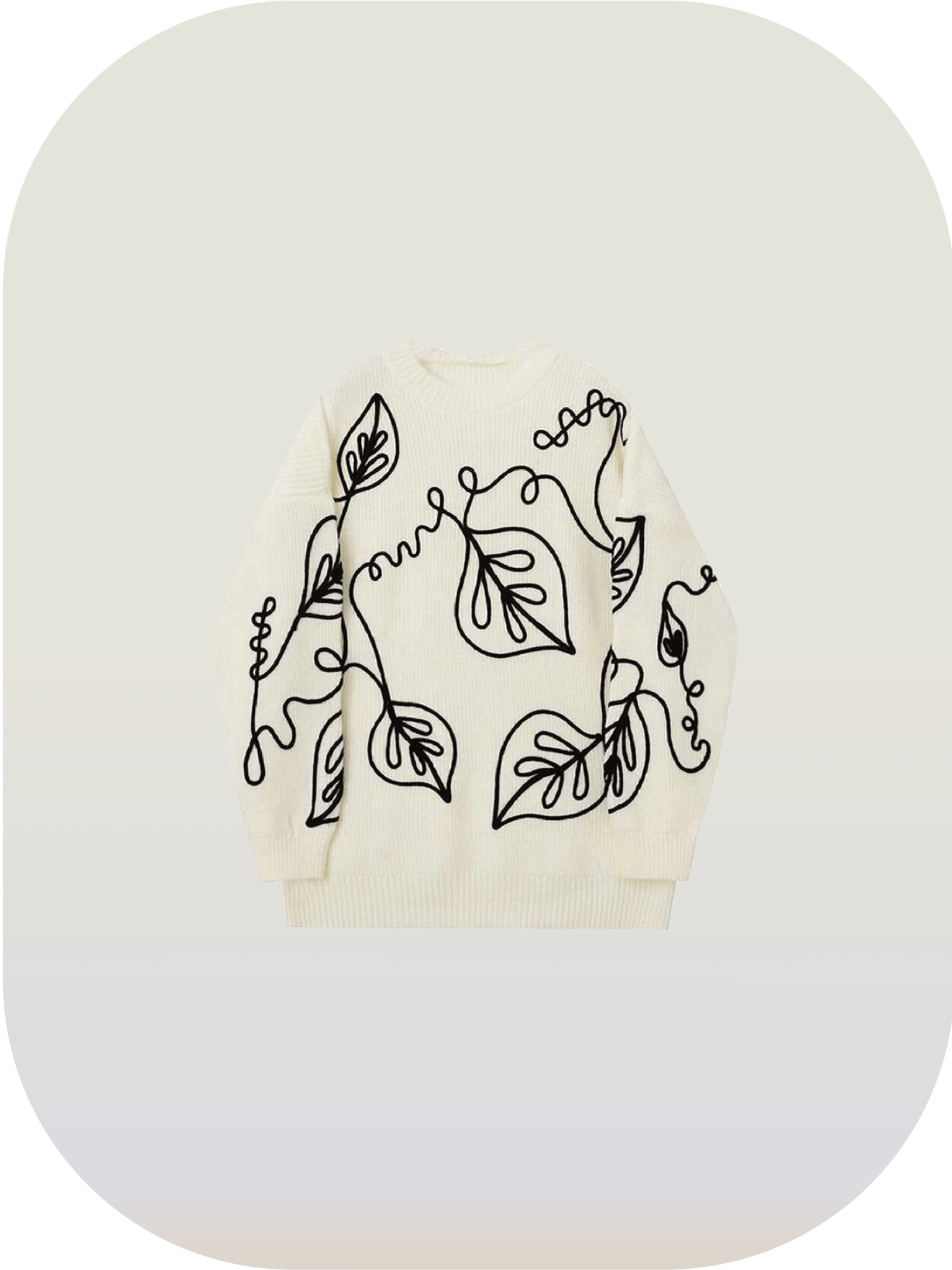 Bi-Color Leaf Figure Sweater 