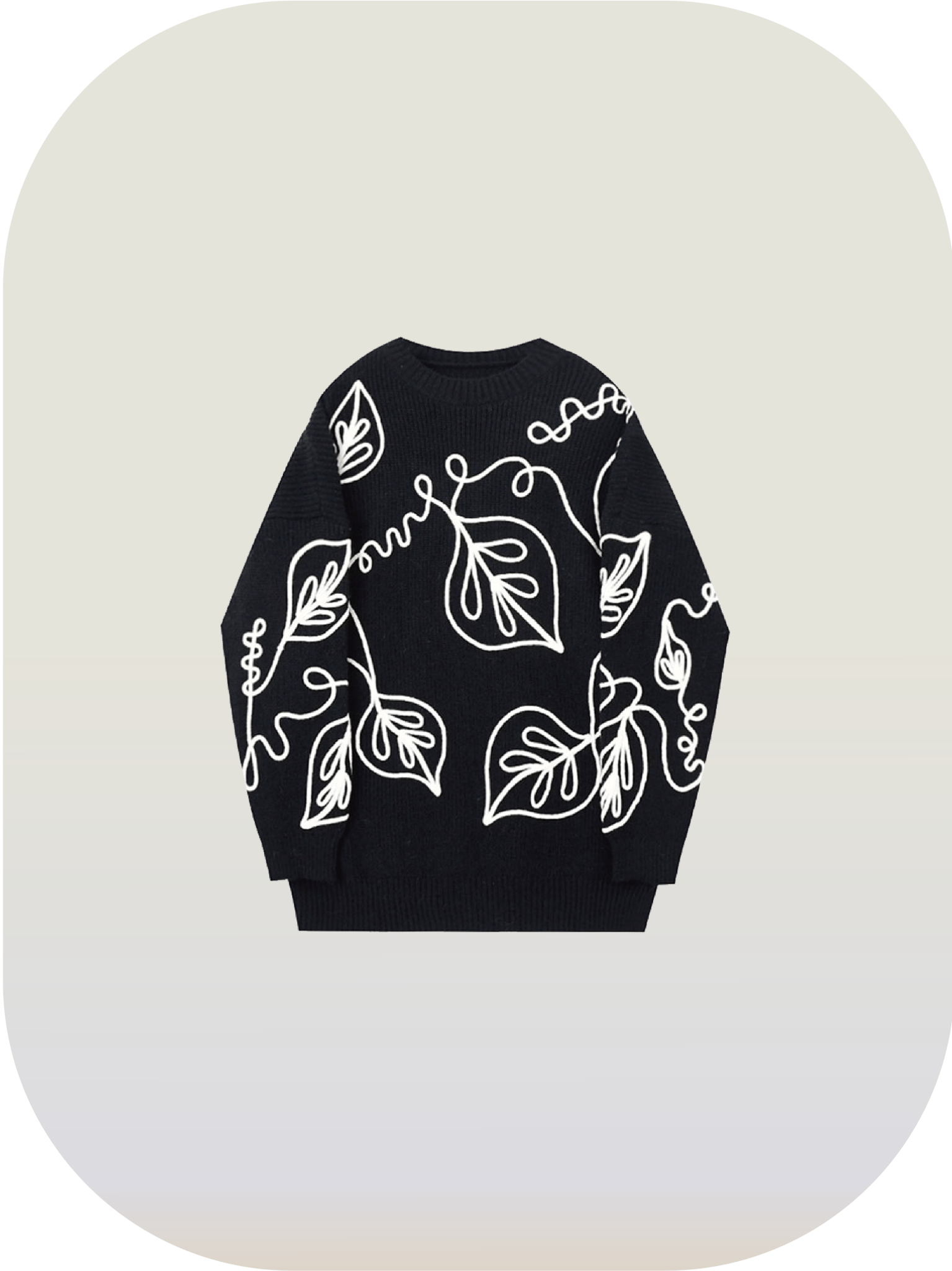 Bi-Color Leaf Figure Sweater 