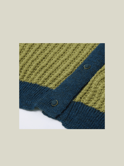 Bi-Color Motif Knit Cardigan 