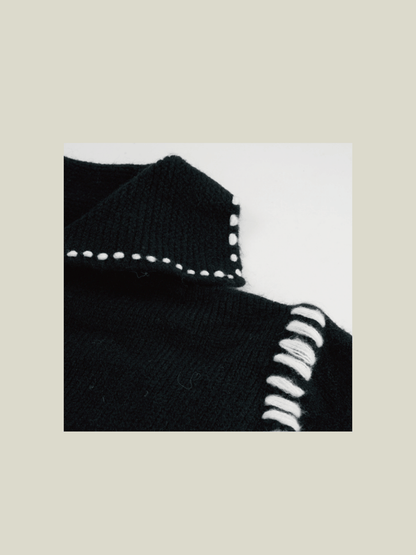 Bicolor Line Knit Cardigan - LOVE POMME POMME