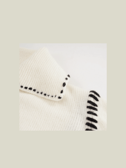 Bicolor Line Knit Cardigan - LOVE POMME POMME