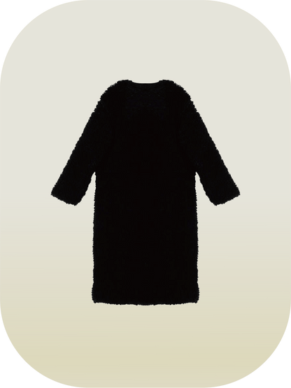 Black Fur Long Coat - LOVE POMME POMME