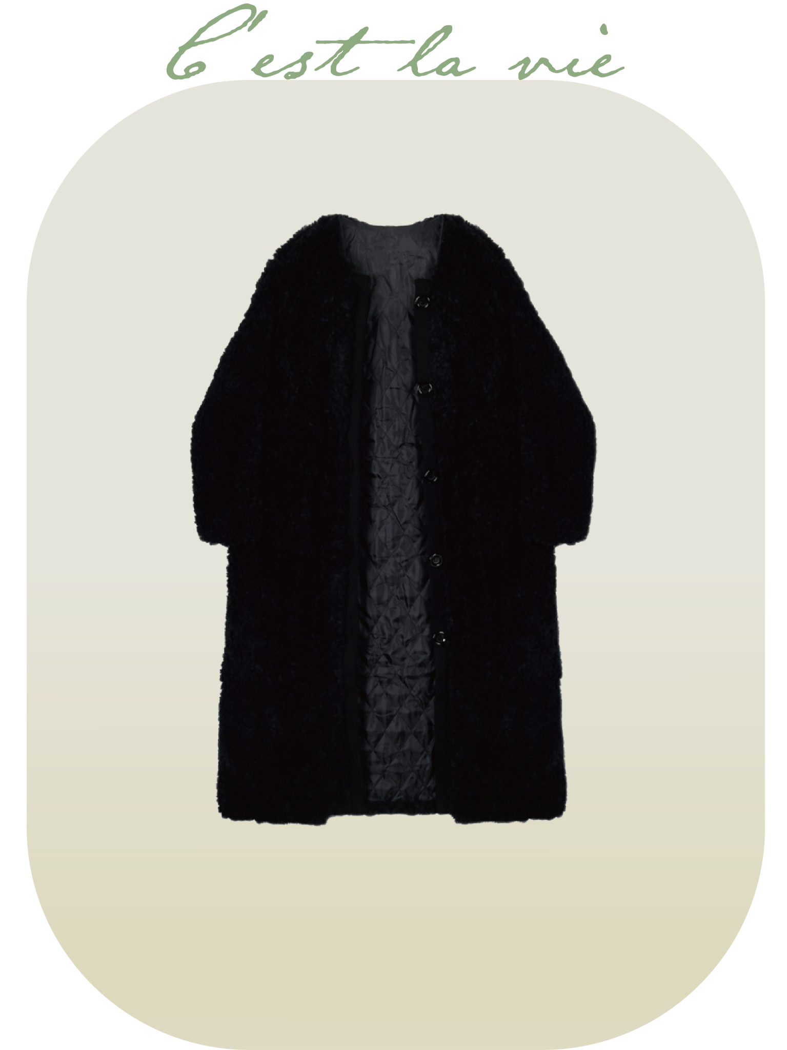 Black Fur Long Coat - LOVE POMME POMME