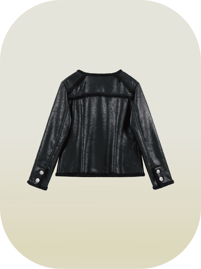 Black Motocycle Short Coat - LOVE POMME POMME