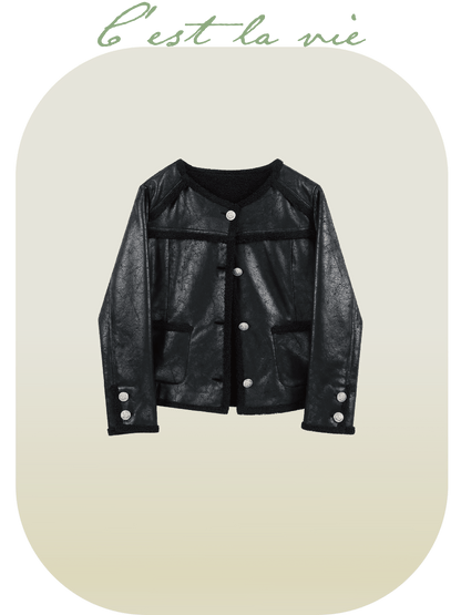 Black Motocycle Short Coat - LOVE POMME POMME