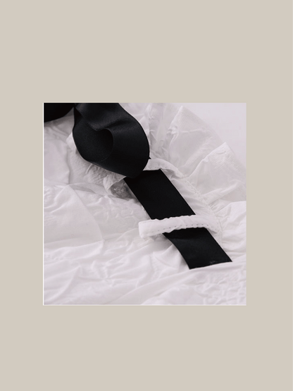 Black Ribbon Frill Dress - LOVE POMME POMME