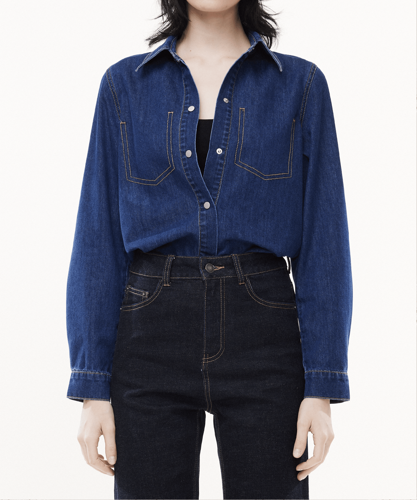 Blue Casual Unique Pocket Denim Shirt - LOVE POMME POMME