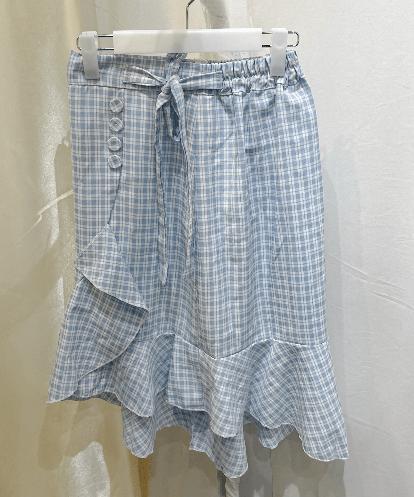 Blue Check Flare Skirt - LOVE POMME POMME