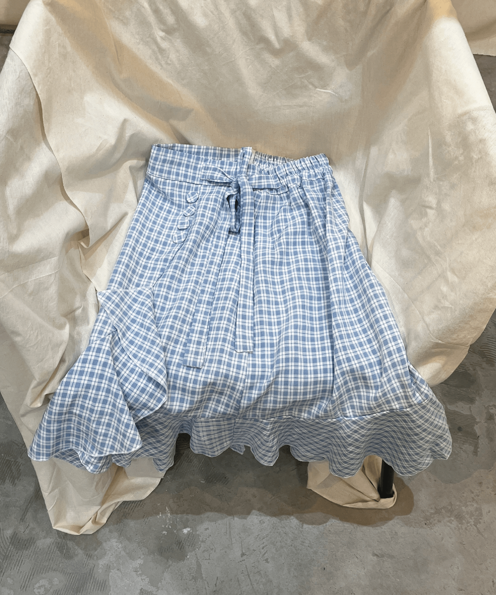 Blue Check Flare Skirt - LOVE POMME POMME