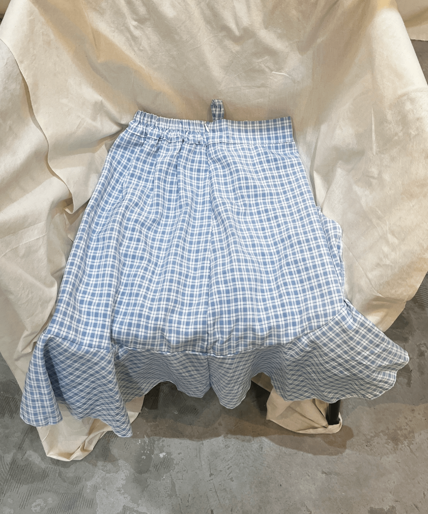Blue Check Flare Skirt - LOVE POMME POMME