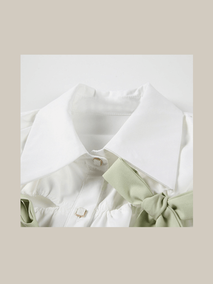 Bow Tie Bubble Sleeves Shirt - LOVE POMME POMME