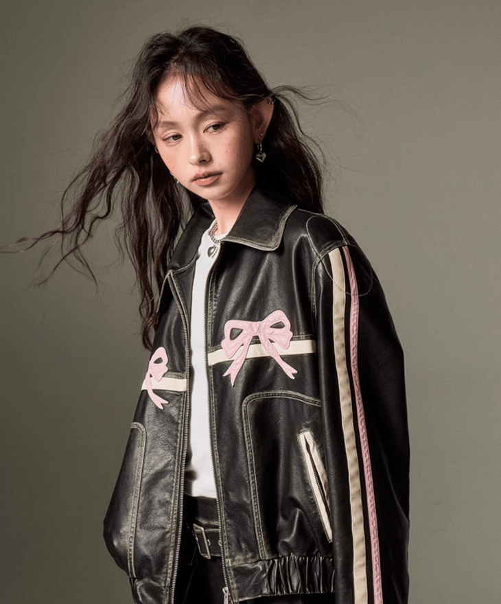 Bowknot Retro Color-Painted Leather Jacket – LOVE POMME POMME